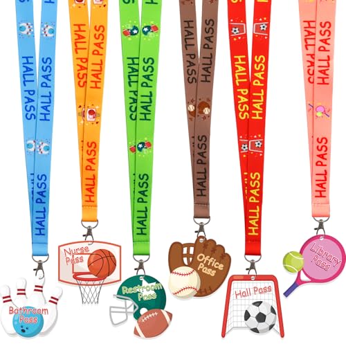 Classroom Hall Passes Set with Lanyards - Waterproof Acrylic Student Passes