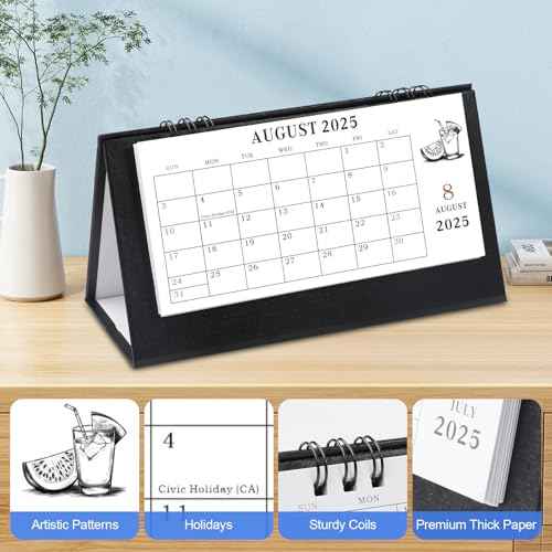 Gannyfer 2026 Desk Calendar, Small Standing Flip Desk Calendar 2026-2027, Use Now Until June 2027, 24-Month Mini Desktop Calendar for Home, School, Office (6.89" x 3.54" Black)
