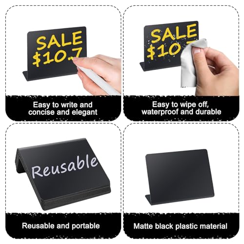 Black-L12 Mini Chalkboard Signs 4x3 Inches Food Labels for Party Buffet, 12 Pack