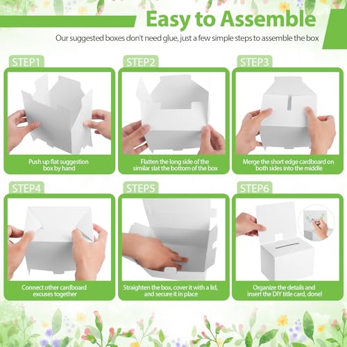 White Cardboard Ballot Boxes with Slot - 6.5 x 4.5 x 4.5 Inch, 24 Pack, Easy Assembly