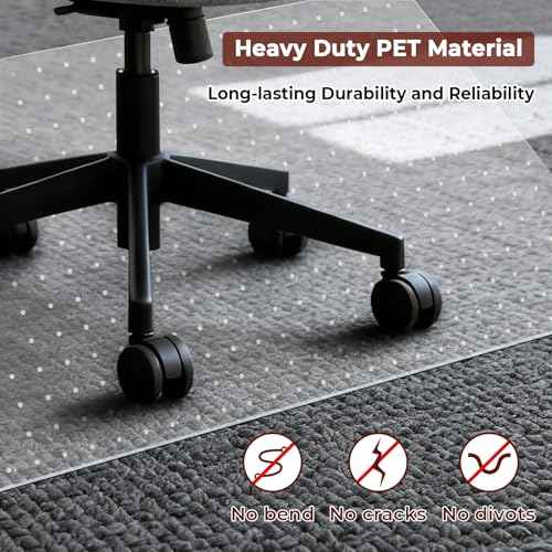 AiBOB Office Chair Mat for Carpet, 32" x 48" Heavy Duty Computer Desk Chair Mats for Carpeted Floors, Easy Chair Movement Hard Clear Carpet Chair Mats, Ship Flat