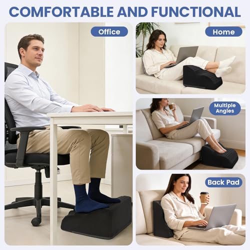 FFOGH Black Foot Rest for Under Desk with Massage Dots, 3-Tier Foot Stool