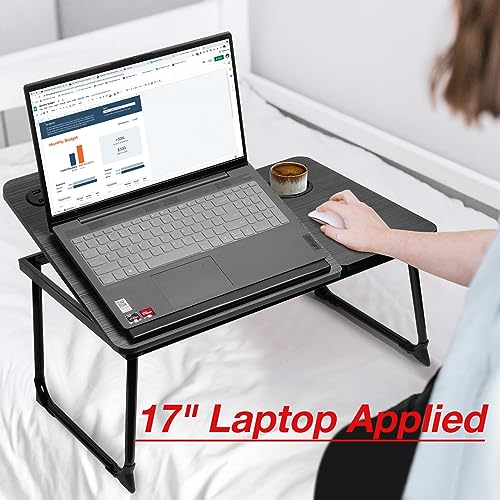 CloudTrip Plus XL Adjustable Laptop Desk with Light, USB Port, iPad Holder, Drawer - Black