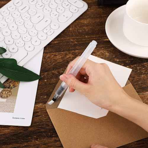 6pcs Pencil Style Envelope Moistener, Letter Sealer Envelope & Stamp Moisteners with Nylon Brush Head Envelope Licker Tool Mailing Moistener Wetter Roller for Office Classroom(Clear)