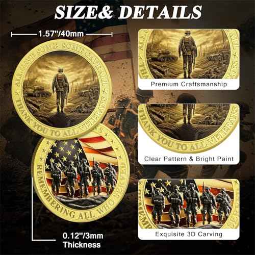 Military Challenge Coins - Bulk 24 Pcs Veterans Challenge Coin Remembering All Who Served Military Coins Soldier Tribute Coin Military Appreciation Gift