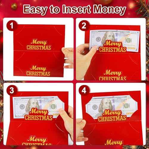 12 Pack/72 Slots Christmas Money Holders Bulk with Envelopes Money Gift Cards Book Gift Card Booklet for Surprise Christmas Gifts Card Cash Gift Holders Xmas Party Supplies (Classical)