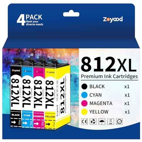 Remanufactured Ink Cartridge Replacement for Epson 812 812XL T812 T812XL Ink Cartridges Combo Pack Compatible with Epson WF-7310 WF-7820 EC-C7000 Printer (Black, Cyan, Magenta, Yellow, 4 Pack)