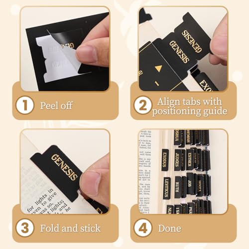 VYRANA Gold Foil Embossed Bible Tabs Set - Black, 105 Labels for Navigation & Personalization