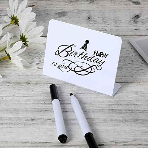 AIEX 12pcs 4x3inch Small Chalkboard Message Sign, Small Chalkboard Signs with 2pcs Erasable Marker Pen, Food Labels for Party Buffet Wedding Birthday Baby Shower (White)