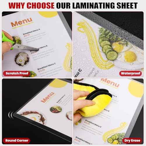 CAREGY Thermal Laminating Pouches,150 Pack Laminating Sheets, 5 Mil, 9 x 11.5 Inches Lamination Sheet Paper for Laminator, Round Corner Letter Size, Office and School Supplies