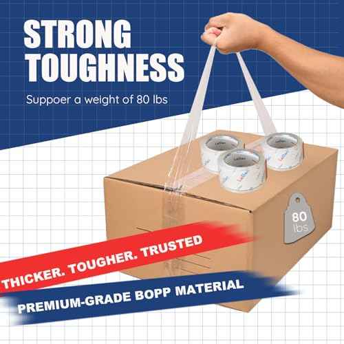 Heavy Duty Packing Tape with Dispenser, 36 Rolls x 1.88 in. x 60 yds. x 2.7 MiL, Strong Hold HD Clear Packaging Tape Secure Sealing for Cardboard, Bubble Wrap, Shipping Supplies, Total 2160 yds.