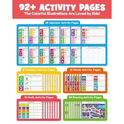 Magic Grooved Writing Practice Books for Kids, Large Grooved Handwriting Copybook, Reusable Learn to Write Number Letter Tracing Workbook for Kids Ages 3-8 Preschool Calligraphy 11"x8"