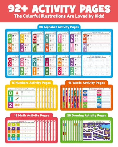 Kids Handwriting Practice Books with Disappearing Ink & Stickers - Learning & Writing Set