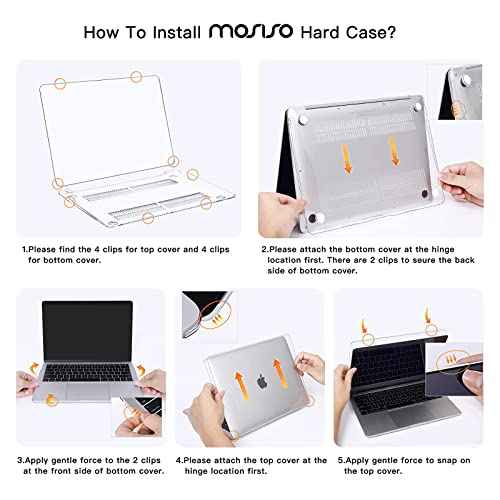 MOSISO Compatible with MacBook Air 13 inch Case 2022 2021 2020 2019 2018 Release A2337 M1 A2179 A1932 Touch ID, Plastic Hard Shell Cover&Keyboard Cover for MacBook Air 13.3 inch Case, Transparent