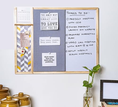 IVEI Bulletin Board with Big Grey Metal Board Combo - Pin & Whiteboard 15x19in