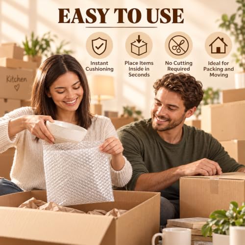 50PCS 6x8 Inch Clear Bubble Pouches Double Wall Shockproof Packaging