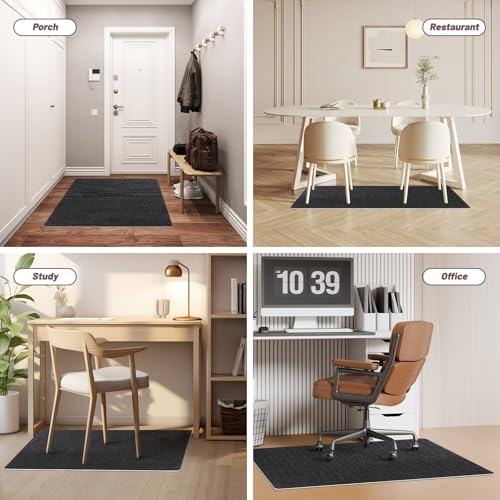 Riveroy 48x36in Office Chair Mat for Hardwood Floors, Non-Slip Easy-Clean Black