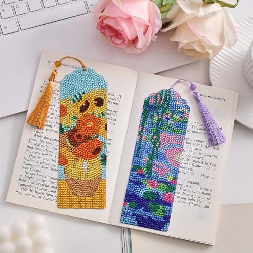Van Gogh Diamond Painting Bookmarks Set - DIY Art Craft Kit for Book Lovers