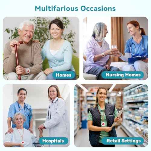 WiFi Caregiver Pager Life Alert Systems for Seniors No Monthly Fee App Control Medical Alert Systems for Seniors, 1Waterproof Call Button+ 1Watch Button 1Receiver(Only Supports 2.4GHz Wi-Fi)