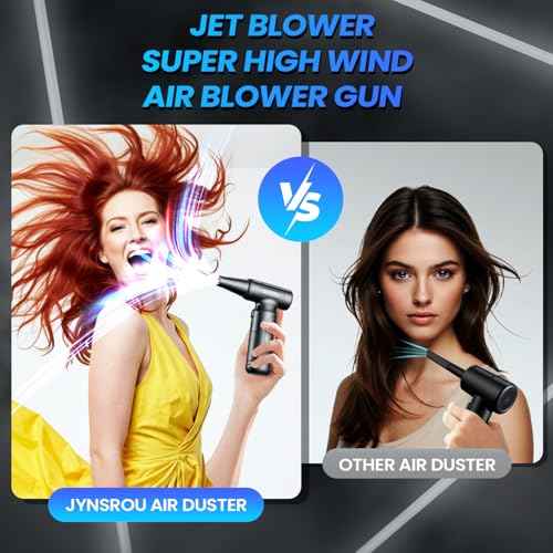 Electric Compressed Air Duster 330000 RPM - Cordless Rechargeable Air Blower for PC/Computer Cleaning, Keyboard, Electronics, Car & Home Dusting, Replaces Air Cans (Powered Turbo Fan Duster)
