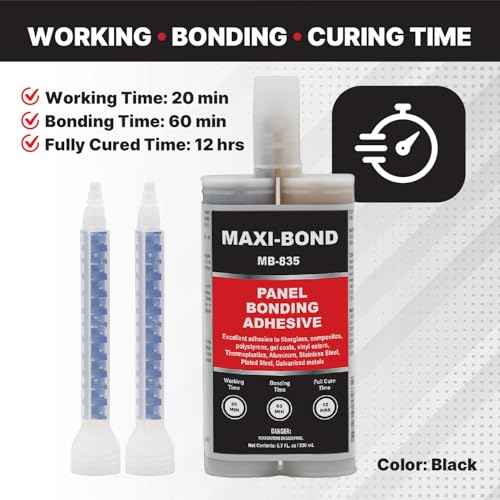 Maxi-Bond Panel Bonding Adhesive MB-835 ? Two-Part Epoxy Adhesive, Non-Sag, High Strength for Metal, Fiberglass, Plastic & Composite Panels ? Includes Mixing Nozzles, 200 mL (6.75 oz)