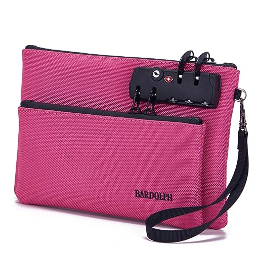 BARDOLPH Pink Small Money Bag with Lock - Double-Layer Cash Passport Notary Storage