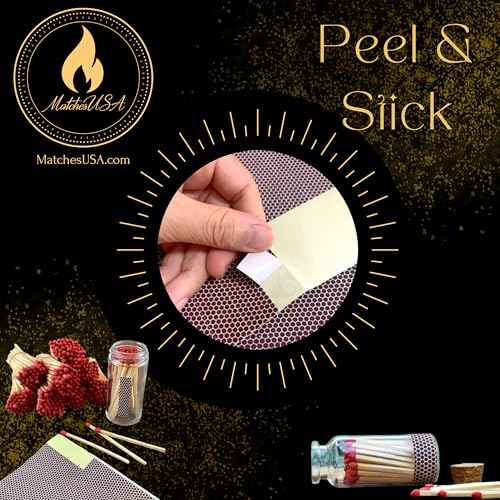 24 Count Sheet of Color Adhesive Match Striker Strip Stickers (2" x 1/2") | Replacement Stryker Stricker for Safety Matches | Peel & Stick Flint Lighter Pad for Craft Wooden Mach Book (Green)