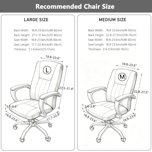 Melaluxe Universal Stretch Office Chair Cover - Black, Large (Chair Cover Only)