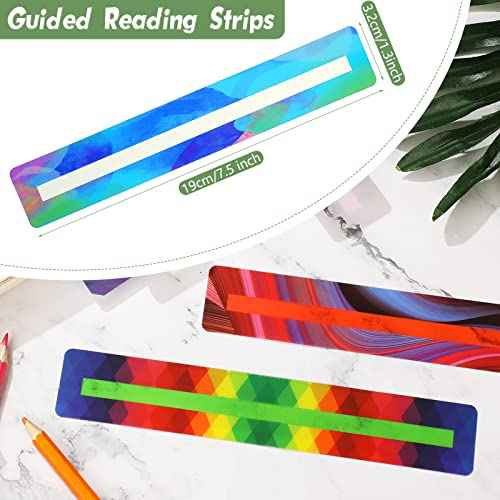 16 Pieces Reading Guide Strips for Kids Dyslexia Tools Reading Rulers for Kids Children Highlighter Trackers Teacher Education Classroom Supplies(Fresh Style)