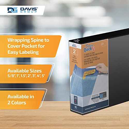 QuickFit Heavy Duty 11 x 17 Inch Spreadsheet View Binder, D Ring, Black, 2 Pack, 2 Inch