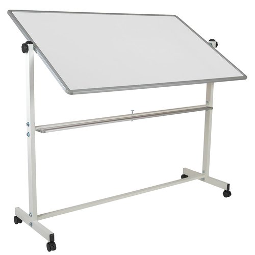 Flash Furniture HERCULES Series 64.25"W x 64.75"H Double-Sided Mobile White Board with Pen Tray