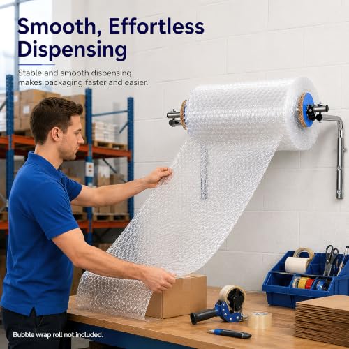 Wall Mount Bubble Wrap Dispenser for Packing Rolls - Space Saver