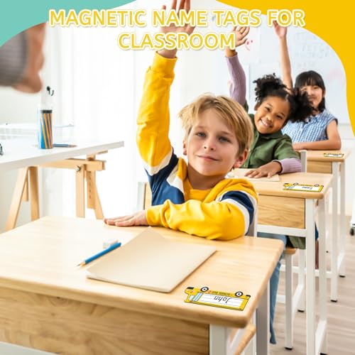 School Bus Magnetic Name Tags - Reusable Dry Erase Labels, Large Set, Whiteboard Office Supplies
