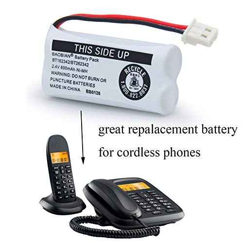 BT162342 BT262342 Battery Compatible with for BT183342 BT283342 BT166342 BT266342 VTech CS6114 CS6419 CS6719 at&T EL52300 CL80111 Cordless Phone (Pack of 2)
