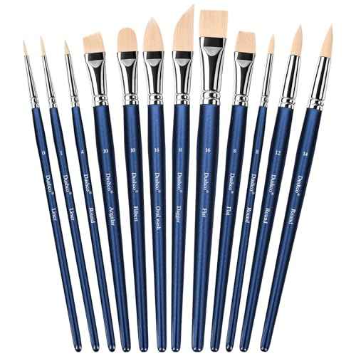 Artist Paint Brushes Set, 12 Pcs Watercolor Brushes Professional, Water Color Brushes - Round, Flat, Liner, Filbert, Angular, Oval Wash & Dagger for Acrylics, Ink, Watercolor, Gouache, Oil, Tempera