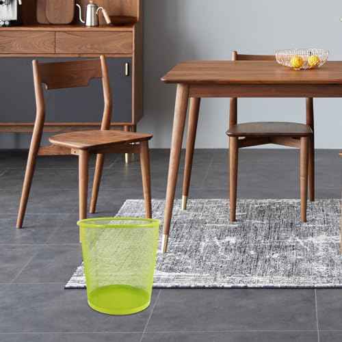 Ciieeo Green Mesh Trash Cans Mesh Office Trash Can Open Top Metal Wire Wastebaskets Waste Basket for Near Desk Garbage Can Recycling Garbage Container Bin 26.5x28cm