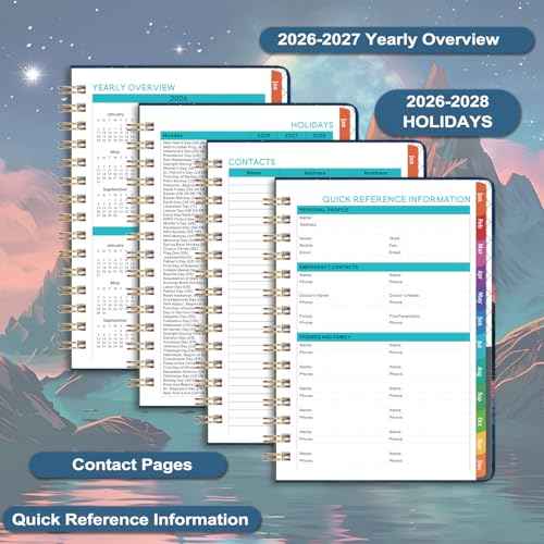 2026 Planner - Planner 2026 Weekly and Monthly, January 2026 - December 2026, 6.5" x 8.5", 2026 Planner Weekly and Monthly with Colorful Tabs, Back Pocket + Thick Paper