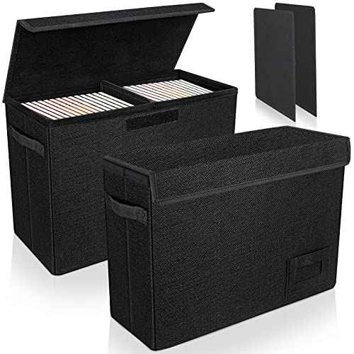 2-Pack Comic Book Storage Boxes, Collapsible Comics Book Case with Dividers and Carrying Handles, Comic Short Box Holds 150 Comics, 15.5" X 7.5" X 11.3" Heavy-Duty Stackable Case