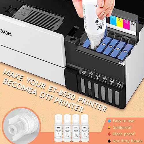 L&C White DTF Ink for Epson ET-8550 Refill for epson et-8550 DTF Printers, Heat Transfer Printing White Ink 100ml X 4