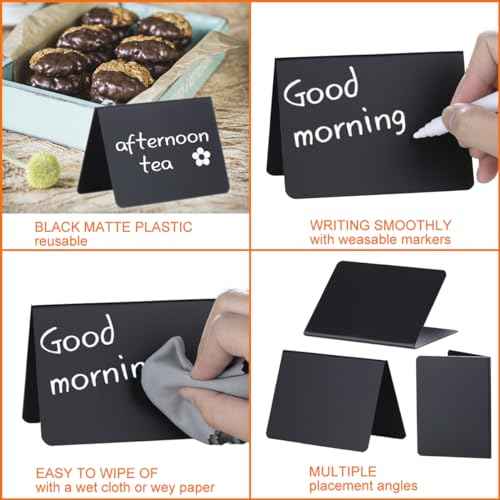 20 Pack 4"x3" Mini Chalkboard Signs for Food Buffet Party, Tabletop Small Chalkboard Signs Food Labels for Wedding Bakery Buffet, Easy to Write and Wipe Off