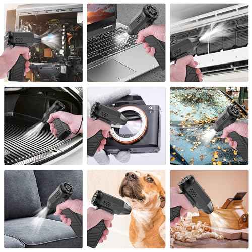 Compressed Air Duster, 180000RPM Electric Air Duster for Cleaning Keyboard&PC, Compressed Air Duster for PC with Illumination, Air Blower dusters for Laptop, Car and Home