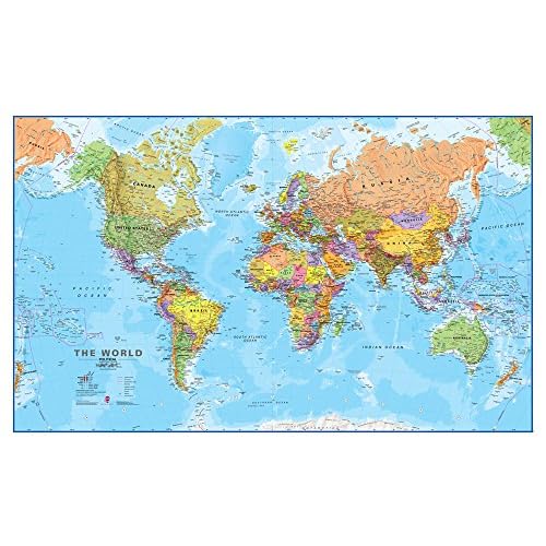 Maps International Giant World Map - Mega-Map Of The World - 46 x 80 - Fully Laminated - 2025 Updated