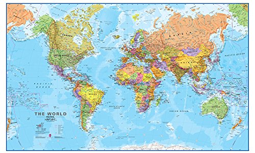 46 x 80 Laminated World Map - Mega-Map Of The World 2026 Updated - Large Wall Map