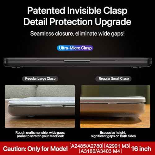for MacBook Pro 16 inch Case M4 2025 2024-2021 M3 M2 M1 Pro/Max [100% Match Official Color] Protective Hard Case Laptop Cover - Space Black Clear