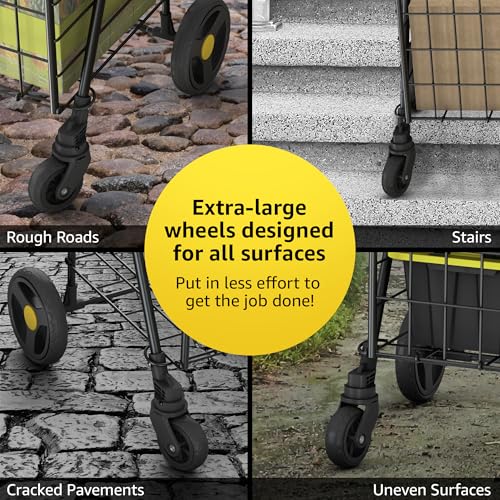 Our Modern Space Black Foldable Lightweight Shopping Cart with 360° Swivel Wheels