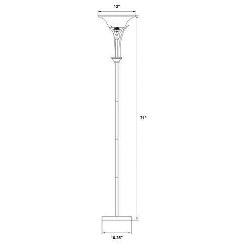 Coaster Home Furnishings - Archie - Torchiere Floor Lamp with Frosted Glass Shade and Metal Base - Living Room - 71-Inch - Brushed Silver - 901193