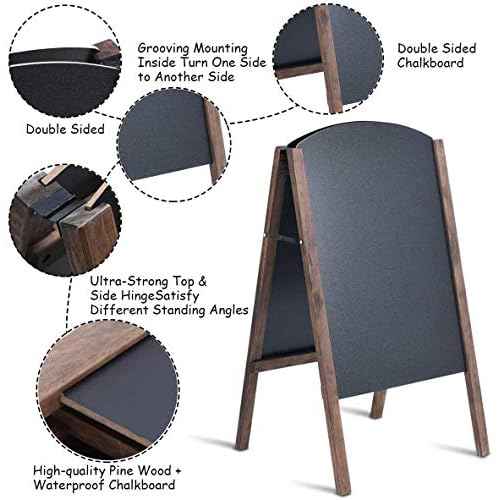 ReunionG A-Frame Wooden Chalkboard, Double-Sided Rustic Standing Blackboard, Removable Archaistic Sidewalk Chalkboard, Indoor and Outdoor Menu Sign Board, Wedding Signage Easel (40" x 26")