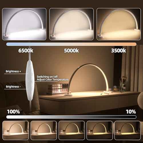 Large Half Moon Desk Lamp,24" Arch Light for Nail Techs, Brightness Adjustable,Suitable for Nail Beauty Crafts Sculpture Salon&HomeLighti