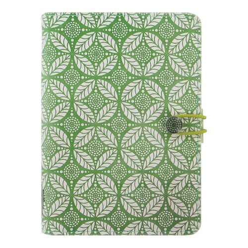 Filofax Impressions Organizer, Personal Size, Green/White - Patterned, Tactile, Leather-Look, Six Rings, Week-to-View Calendar Diary, Multilingual, 2025 (C028707-25)