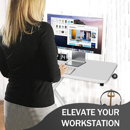 Aconcept Extra-Slim 26 x 14 inch White Lift Standing Desk Converter, Manual Adjustable Height Sit Stand up Desk Riser, Compact for Monitor or Laptop Workstation